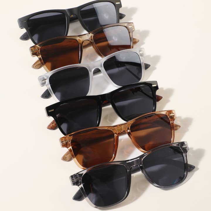 ASSORTED COLOR Square Shape Frame Wood Legs Fashion Sunglasses for wholesale on Faire4