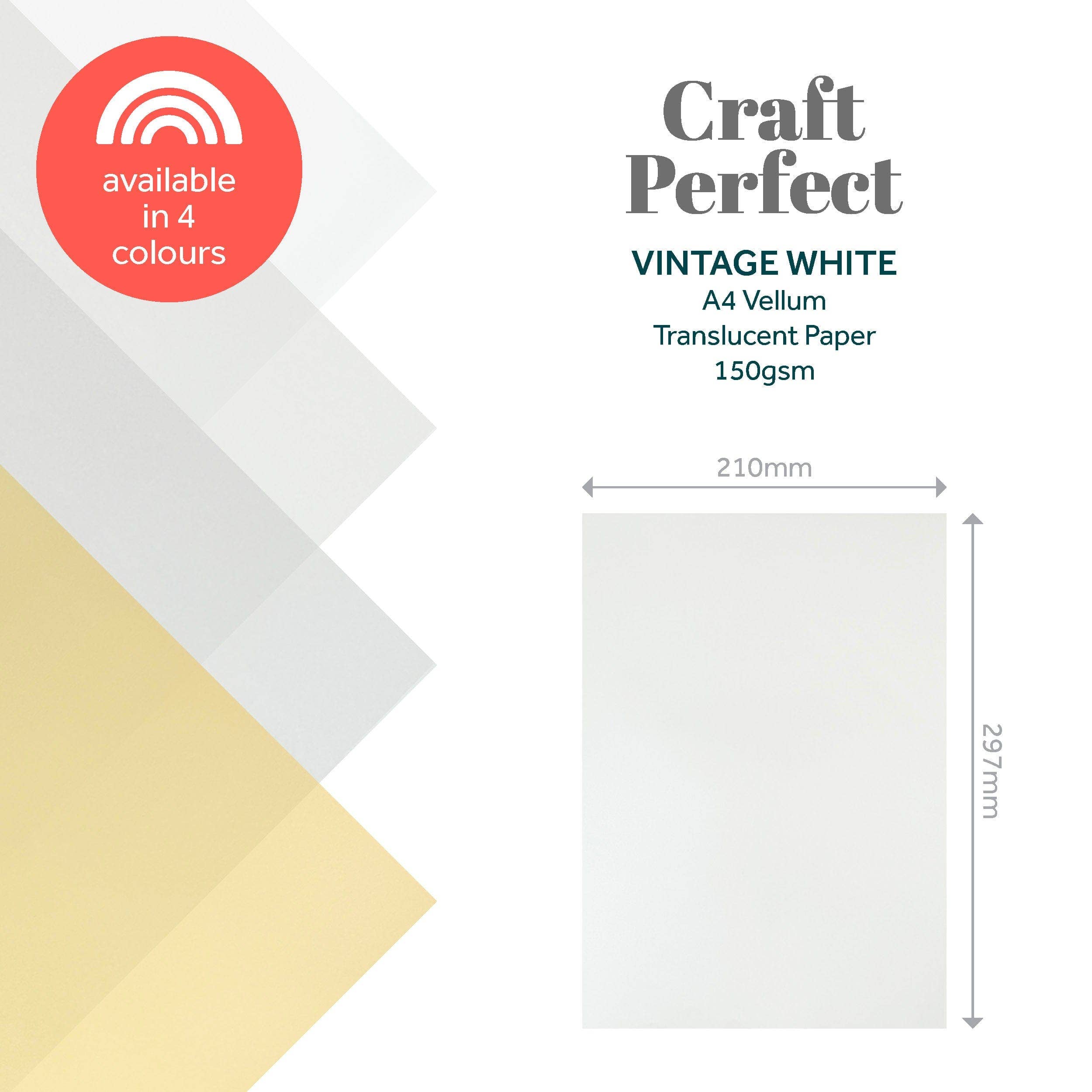 Tonic Studios – wholesale Craft supplies – Multipack of 4 - Vellum Paper - Vintage White - A4 - 9996E43