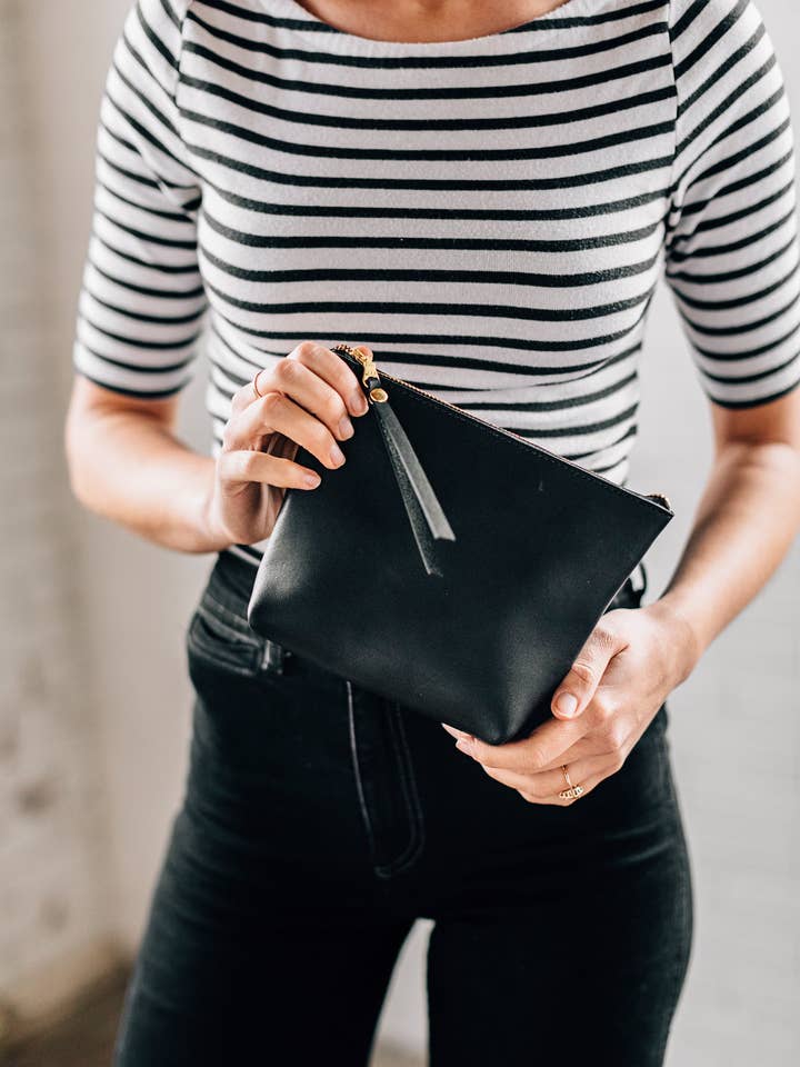 Small Makeup Bag-Black for wholesale by LIZ RIDEN