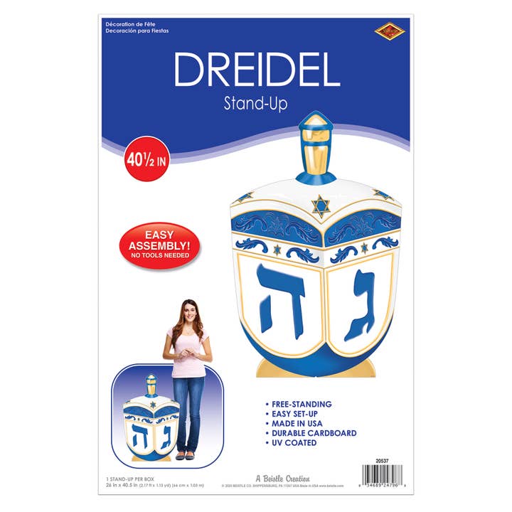 Beistle - Wholesale Dreidel - Kids - Dreidel Stand-Up, 3' 4½" x 26", Heavy Cardstock,4