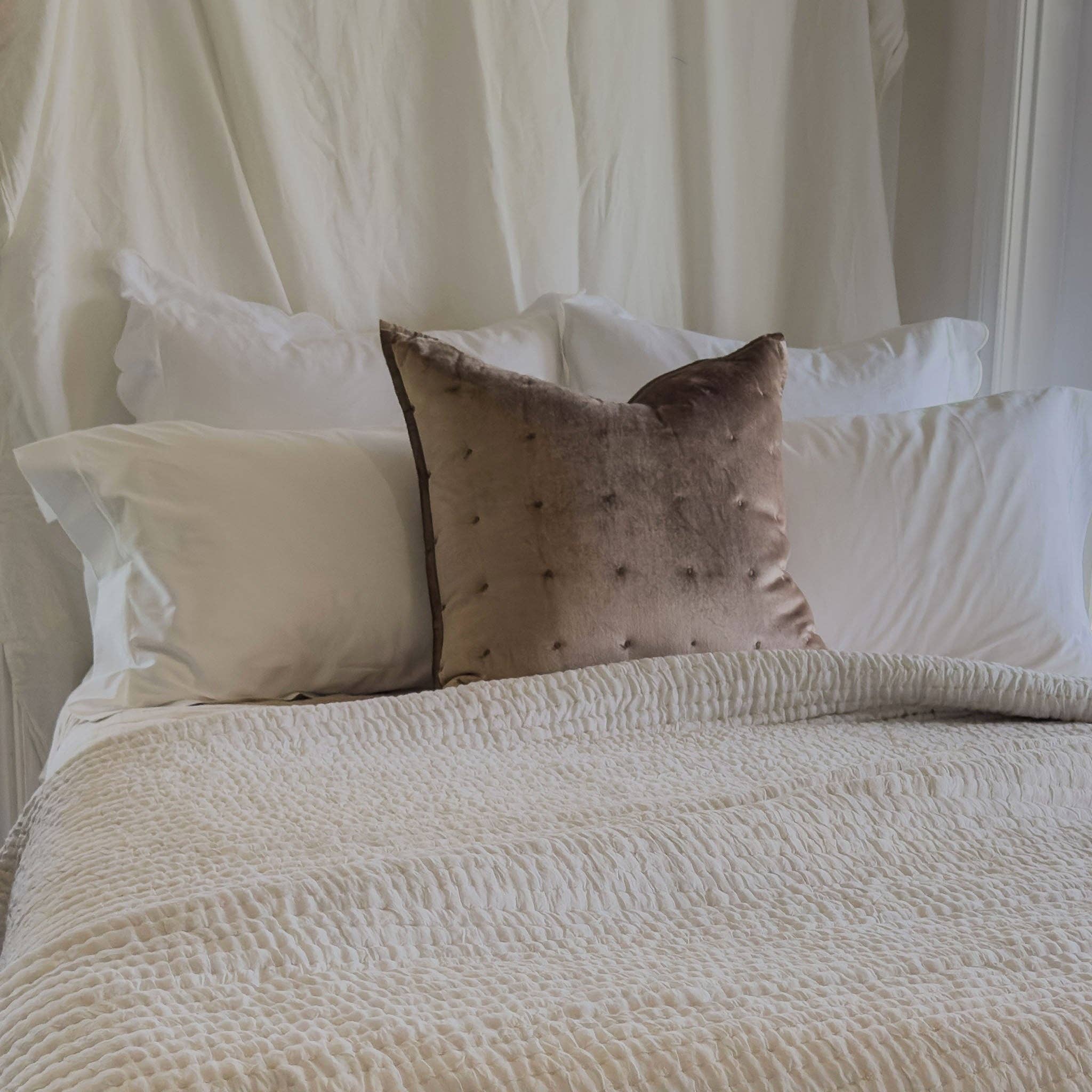 Belle Hemstitched Pearl 600TC Cotton Sateen Pillowcases for wholesale on Faire0