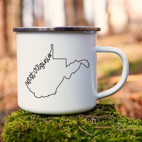 Tasse en émail West Virginia Tasse à café West Virginia pour la vente par Daisy Mae Designs