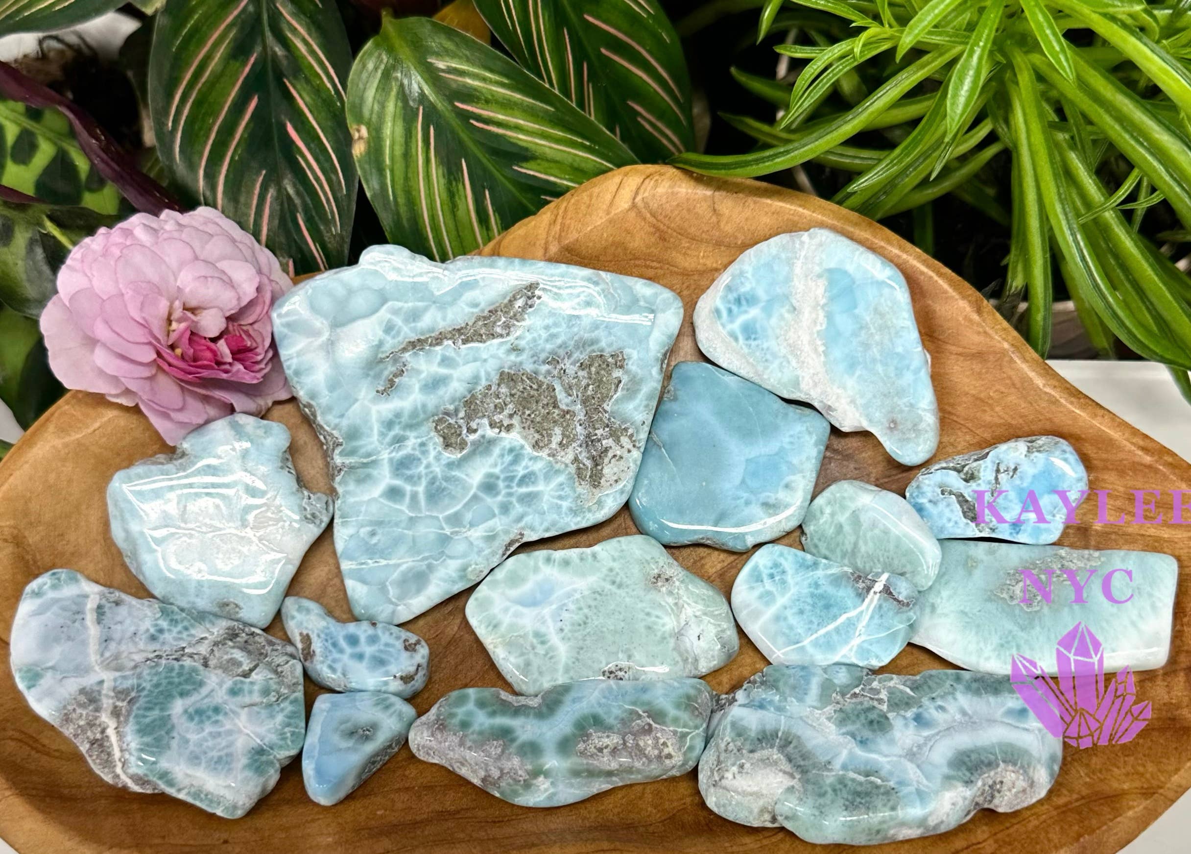 KayleeNYC - Wholesale Spiritual Stone/Crystal - Wholesale Lot 1 lb Natural Larimar Polished Slabs Crystal2