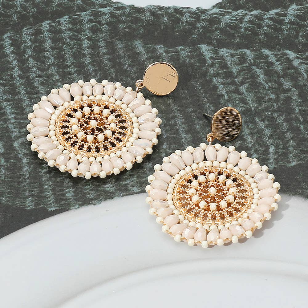 Sensibling Corp. - Wholesale Dangle Earrings - Boho Faceted Beaded Mandala Dangle Earrings
9