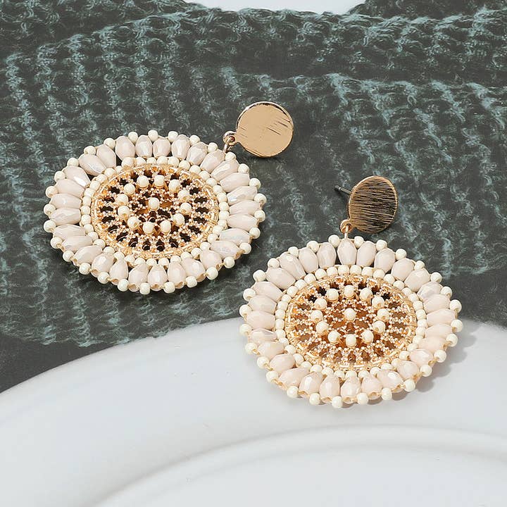 Sensibling Corp. - Wholesale Dangle Earrings - Boho Faceted Beaded Mandala Dangle Earrings
9