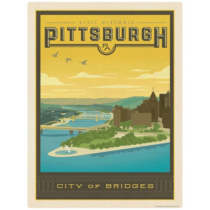 Pittsburgh Pennsylvania City of Bridges Wall Decal for wholesale by RetroPlanet