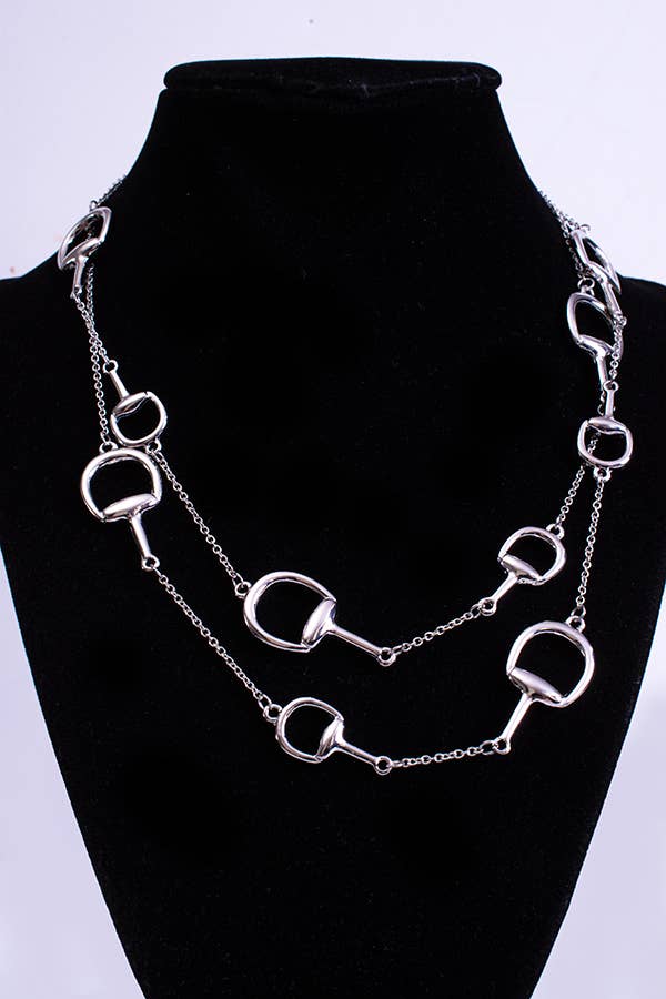 My Best Kept Jewelry - Wholesale Link & Chain Necklace - Layered Silver Horse Bit Necklace-30’1