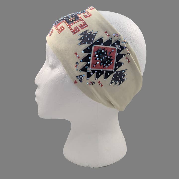 Gem City Attire - Wholesale Fashion Headband - Women's - HW145R - Red Aztec head wrap1