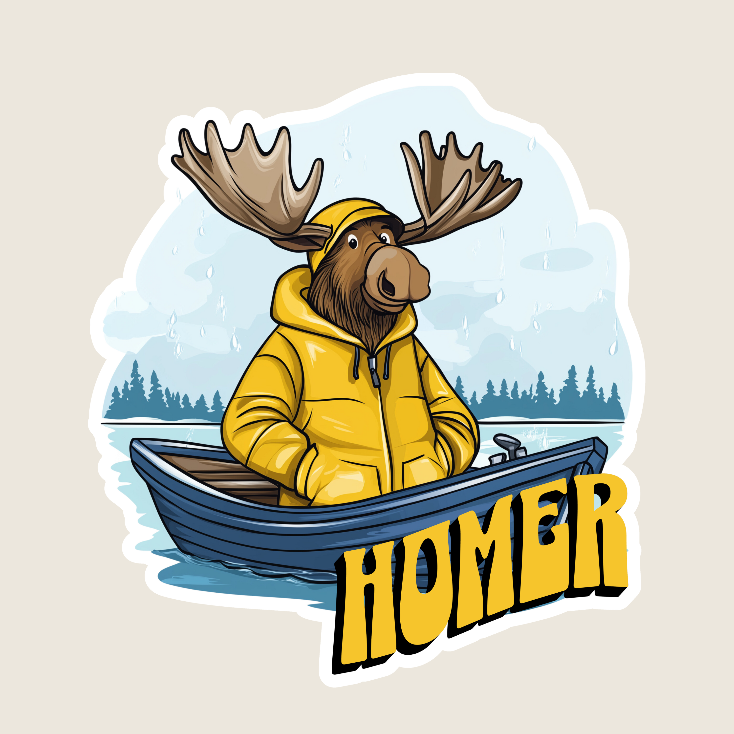 Shoreline Summit – Engroshandel Klistermærke – Elg i en båd specialfremstillet souvenirklistermærke (M1107)0