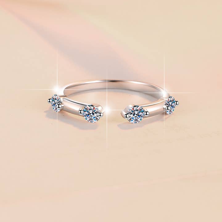 Four-Stone Moissanite Wedding Ring in 925 Sterling Silver for wholesale by Perimade & Co. LLC