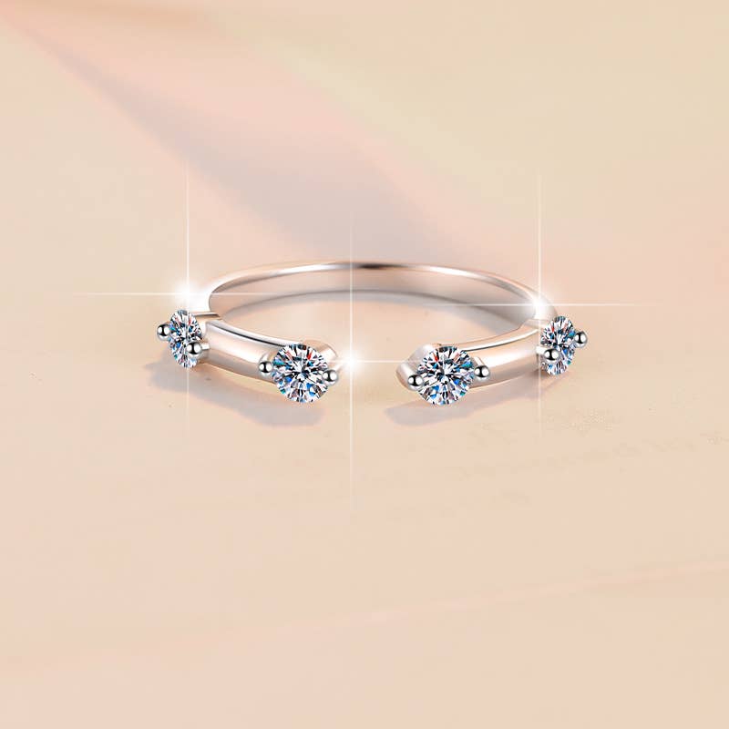 Perimade & Co. LLC - Wholesale Multi-Stone Ring - Four-Stone Moissanite Wedding Ring in 925 Sterling Silver