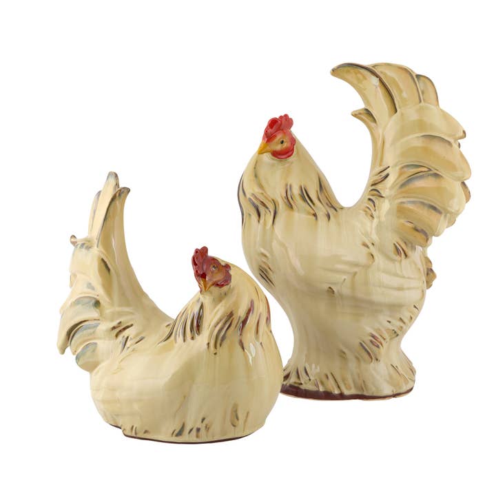 Pax Chicken Figurines -Set 2 for wholesale by Kavana Decor by The Import Collection