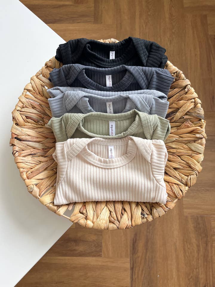 Agukids - Wholesale Bodysuit (Non-Footed) - Baby - Ribbed Baby Bodysuit Long Sleeve (pastel colors_