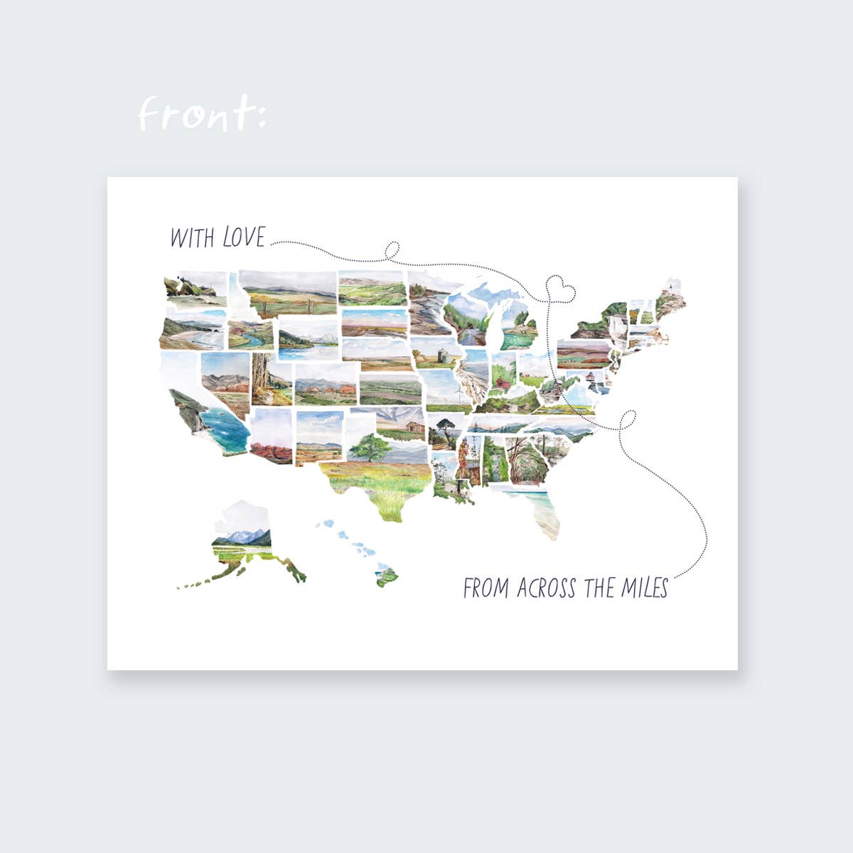 Rachel Alvarez Art - Wholesale Postcard - long distance state postcard1