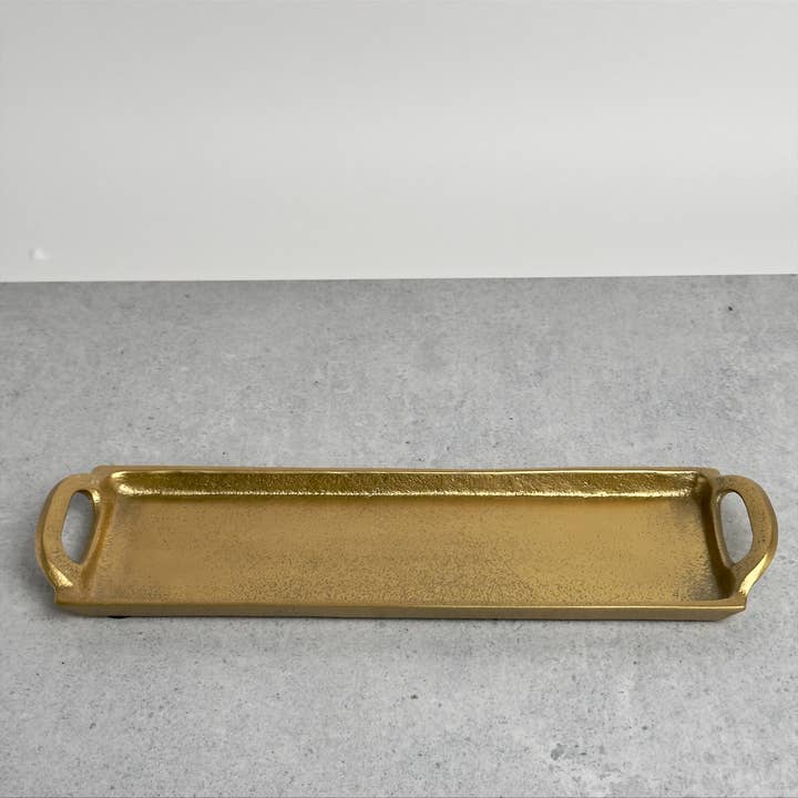 India Handicrafts Inc - Wholesale Decorative Tray - GOLD RECT TRAY