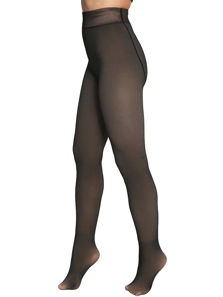Cap Zone - Wholesale Tights - Women's - Women's Fake Sheer Fleece Lined Pantyhose Tights