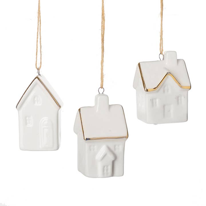 HANGING WHITE & GOLD GLASS HOUSES for wholesale by Heaven Sends