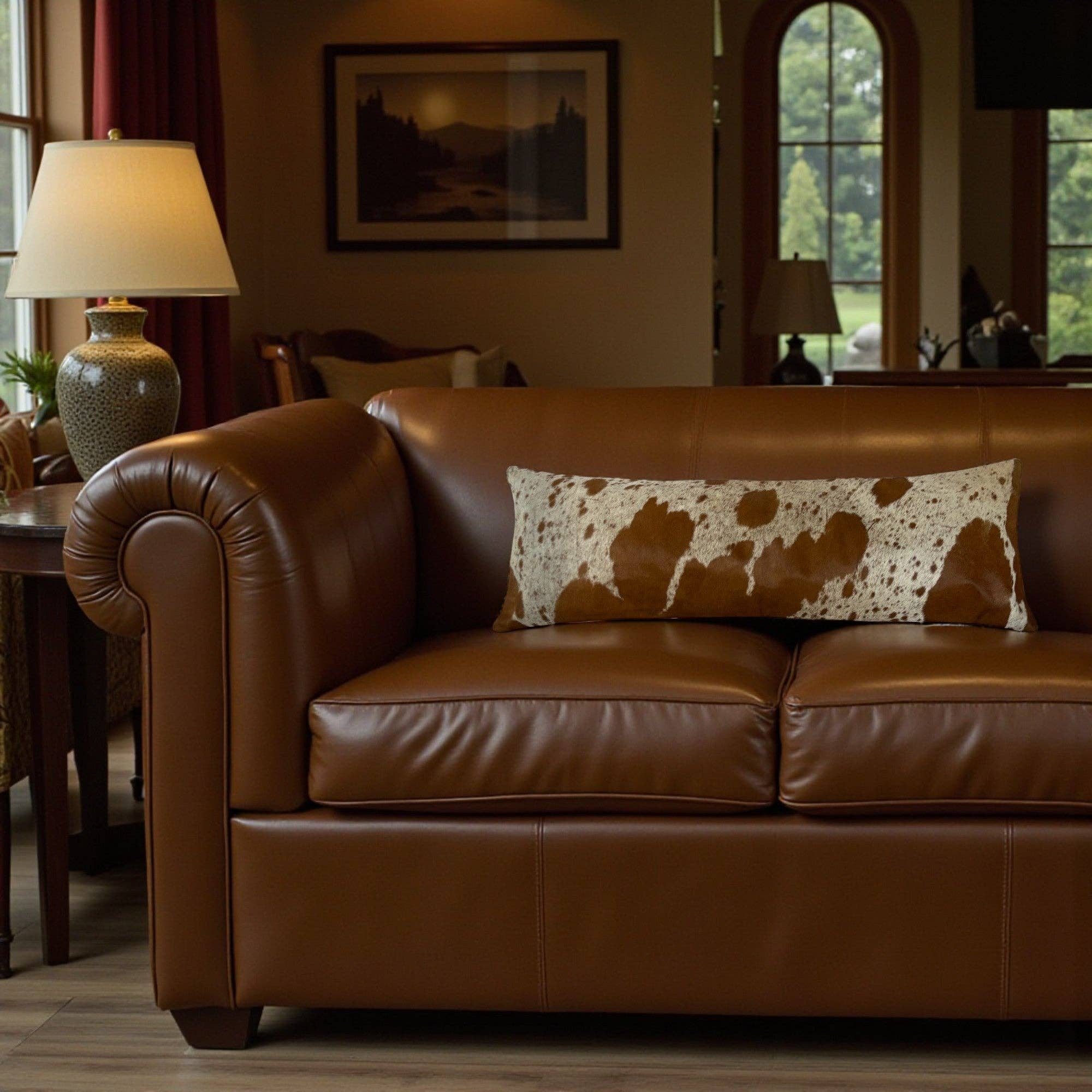 Ranch Junkie - Wholesale Throw Pillow Cover - 12x36 Genuine Cowhide Pillow Covers Lumbar Caramel Brown Double Sided Highlands Cowhide Pillow5