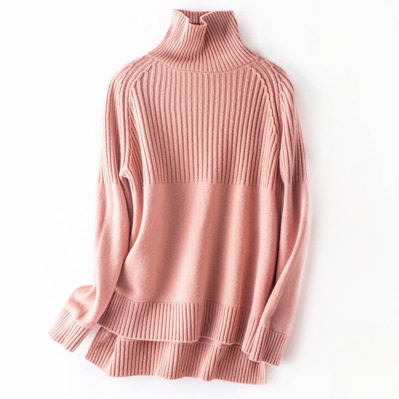 FurDecoration – wholesale Knitted jumper – Women′s – Solid Color Turtleneck Loose Plus Size Thickened Sweater7