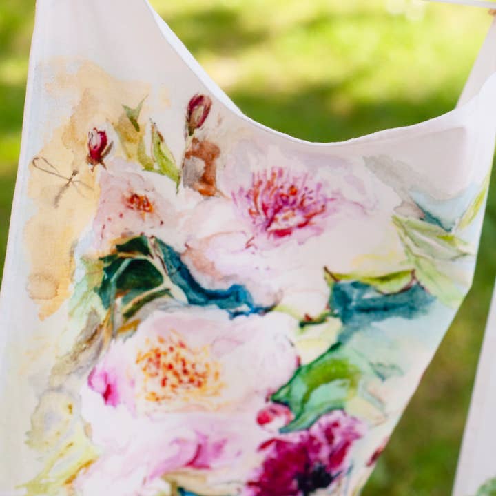 April Cornell – wholesale Kökshandduk – Pion akvarell kökshandduk1