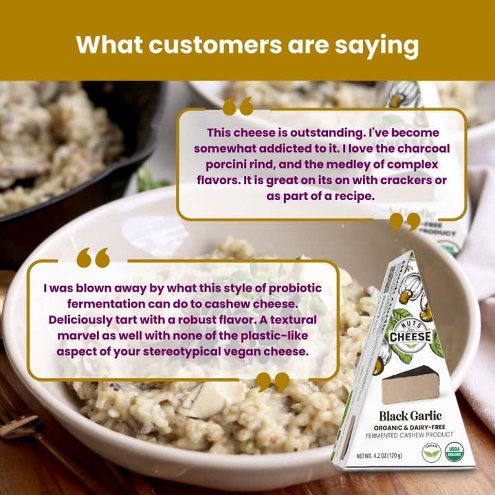 Nuts For Cheese - Wholesale Cheese - Black Garlic Cashew Cheese Wedge | Organic | Artisan | Vegan2