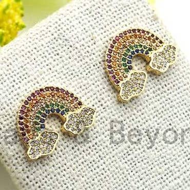 CZ Rainbow With Cloud Stud Earring, Sku#J93 for wholesale by BestBeads&Beyond