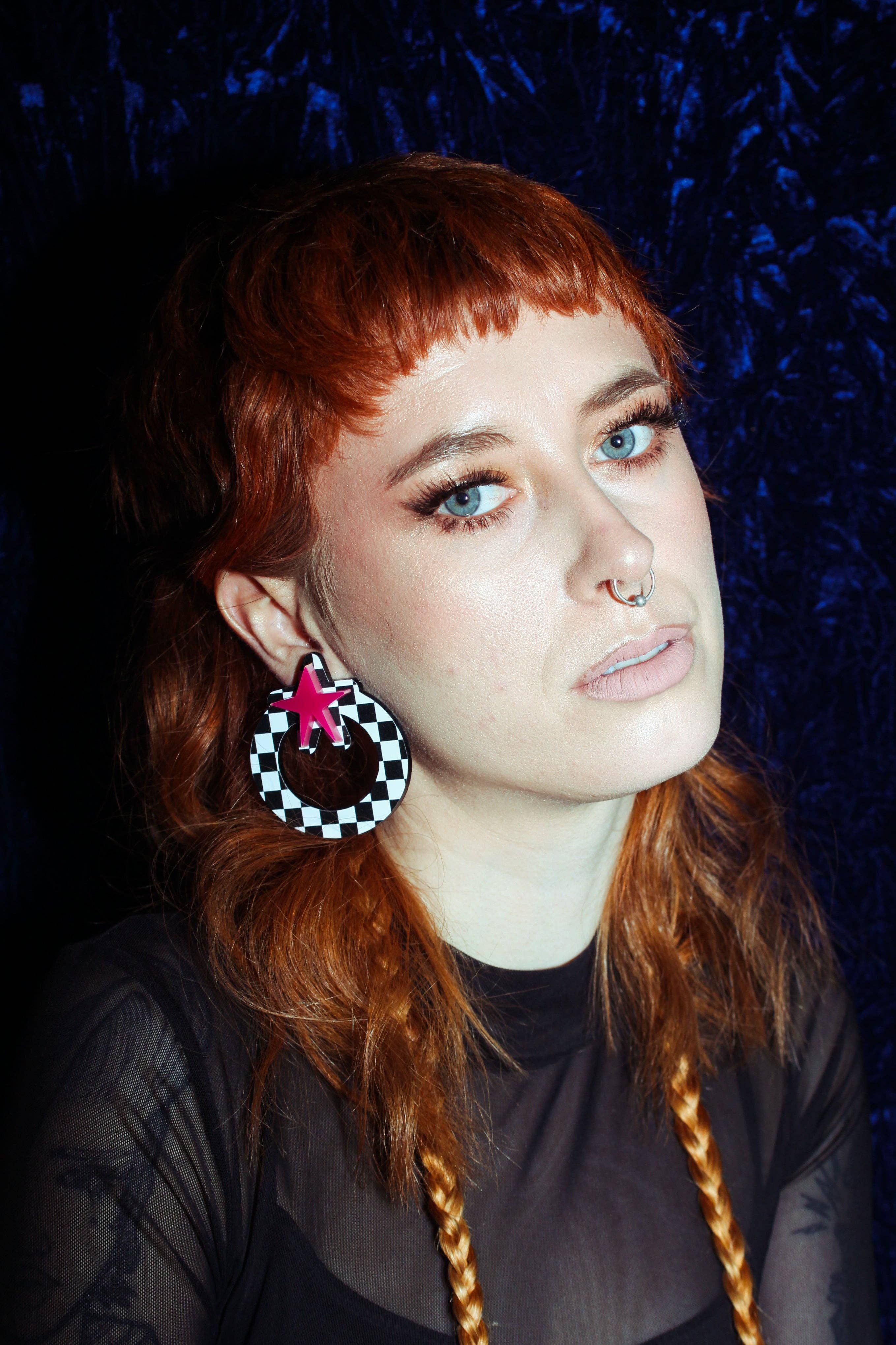 Fairly Odd Shop - Wholesale Dangle Earrings - Star Knockers - Checkerboard3