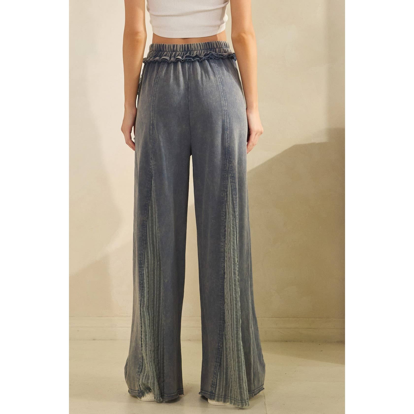 DENIM BLUE COASTAL DRIFT WIDE-LEG PANTS (SP8082) for wholesale on Faire6