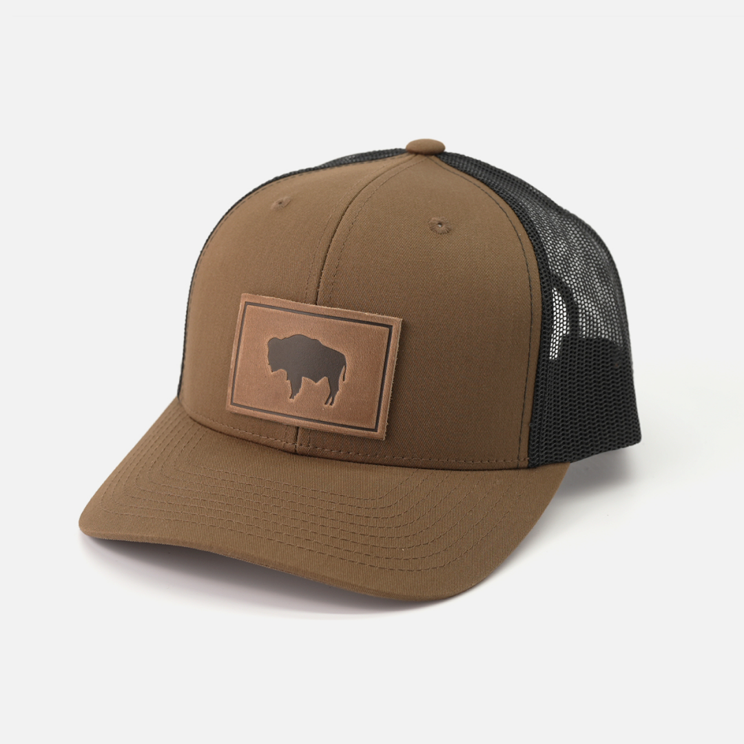 Range Leather Co. - Vente Casquette de camionneur – unisexe - Chapeau de buffle - Casquette de camionneur avec patch en cuir13