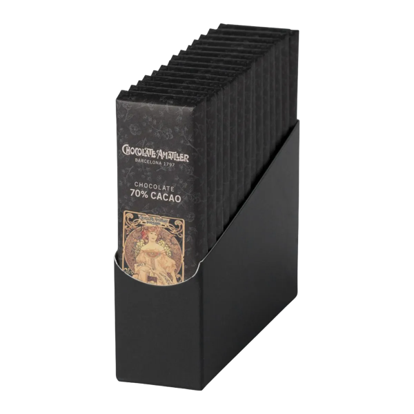 ADG Diffusion - Venta al por mayor Chocolate - BARRA DE CHOCOLATE NEGRO 70% 18g - Expositor de 14 barras0