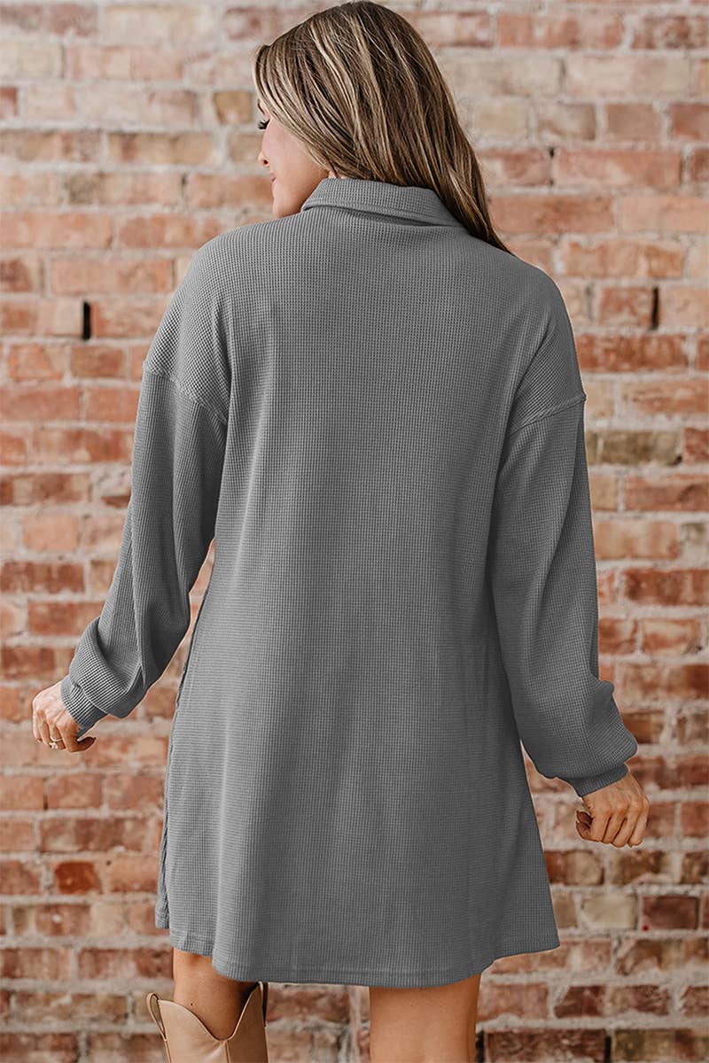 Simplesmente taupe Vestido Túnica de Malha Canelada em Bege Simples para venda a revendedores na Faire2