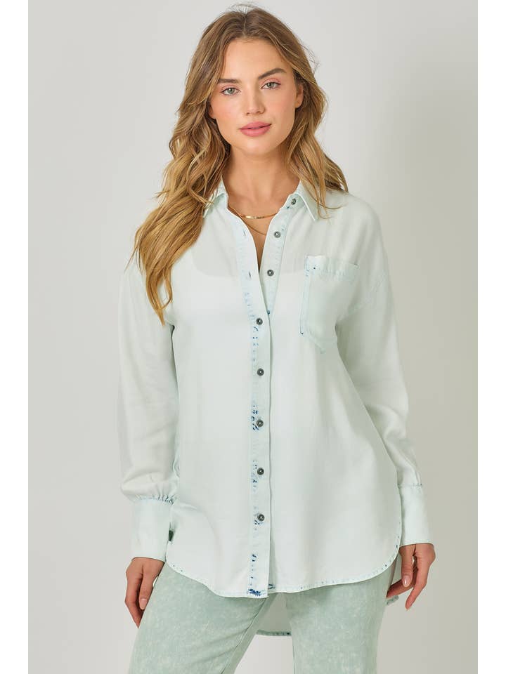 Mystree - Wholesale Button Down Shirt - Women's - 60937 Tencel Oversized Button Up Shirt8