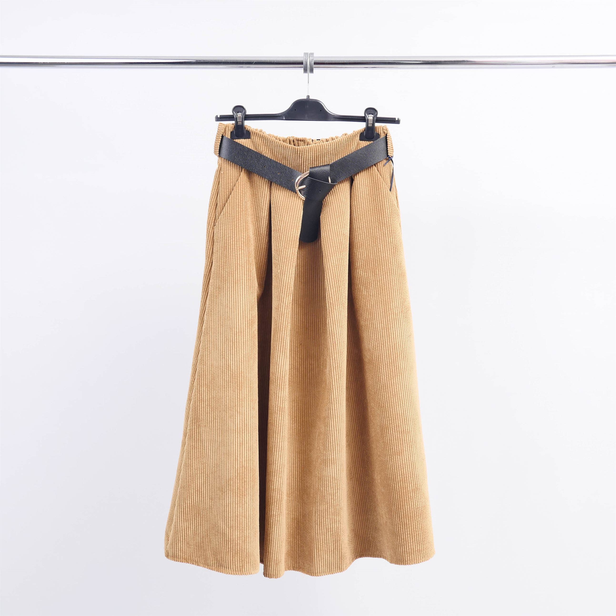 Cecile Wang - Wholesale Skirt - Women's - Corduroy skirt with belt TDM52123-711