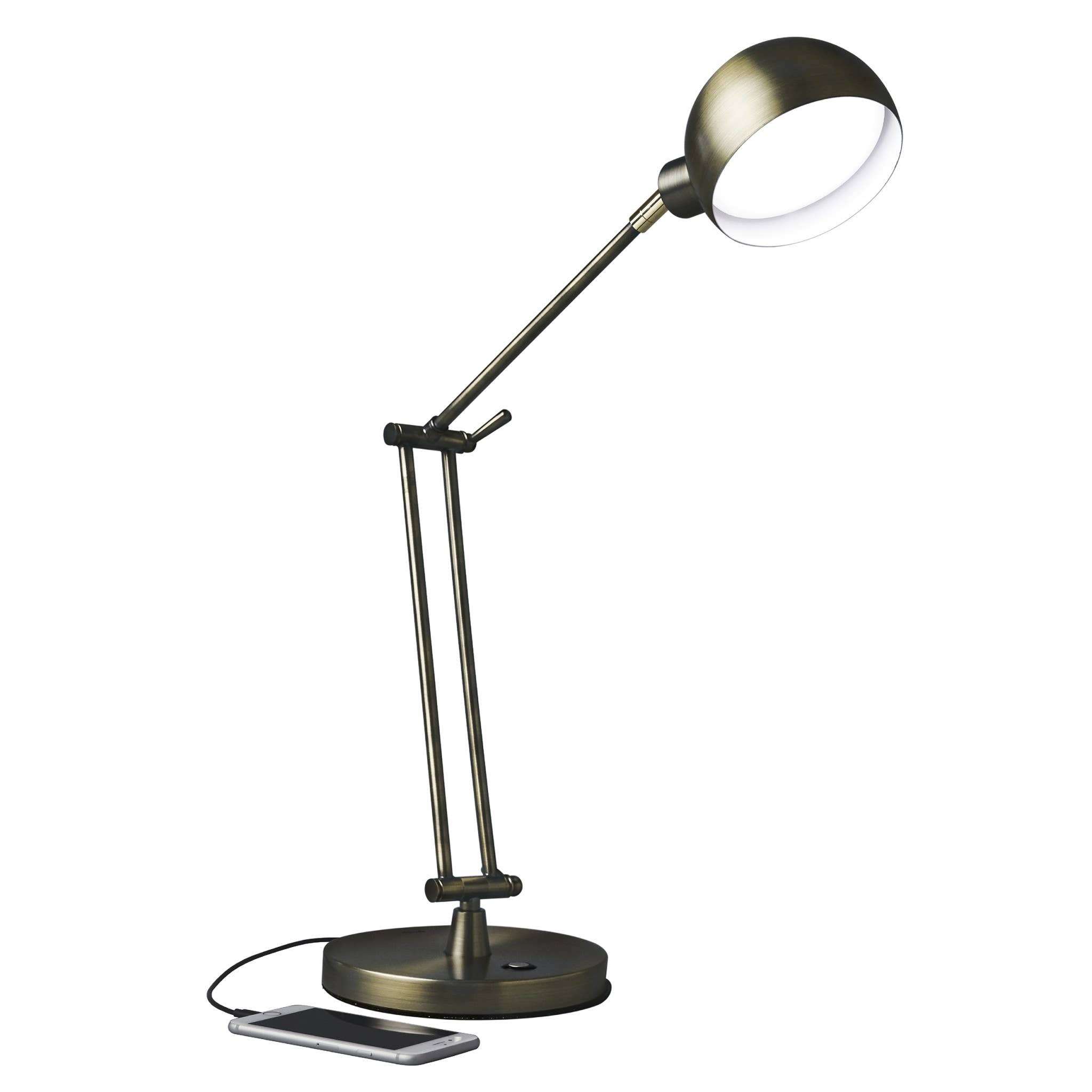 HomeRoots - Vente Lampes d'appoint/de bureau - Lampe de bureau réglable à LED en laiton satiné brillant0