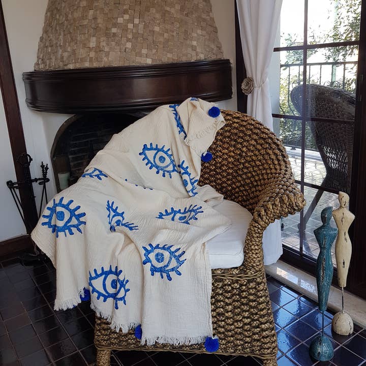 Moa - Wholesale Throw blanket - Black Evil Eye Throw Blanket6