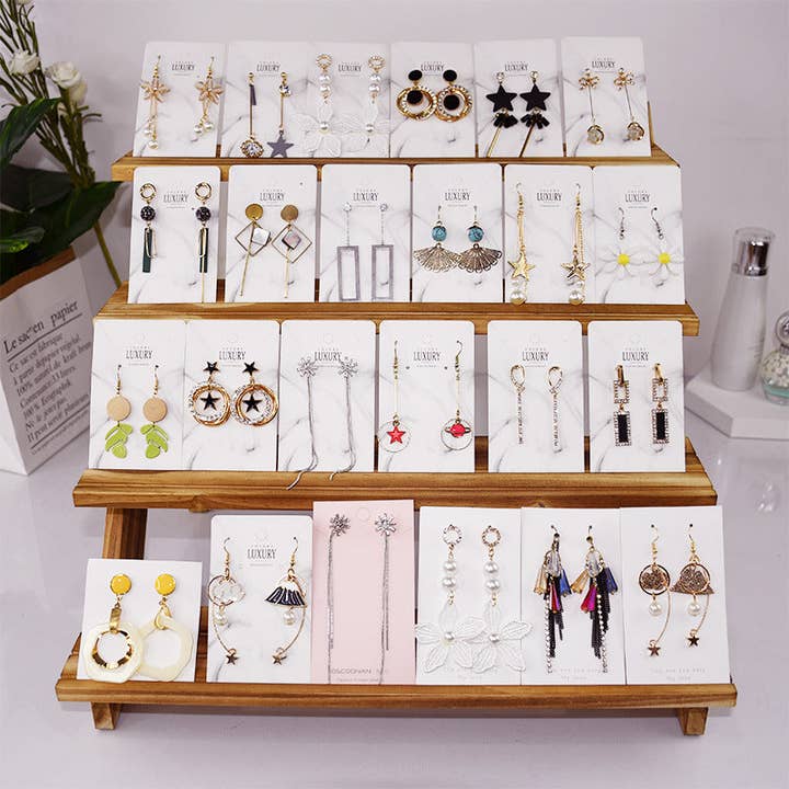 Brown Wooden 5 Steps Jewelry Display W1411 for wholesale on Faire3