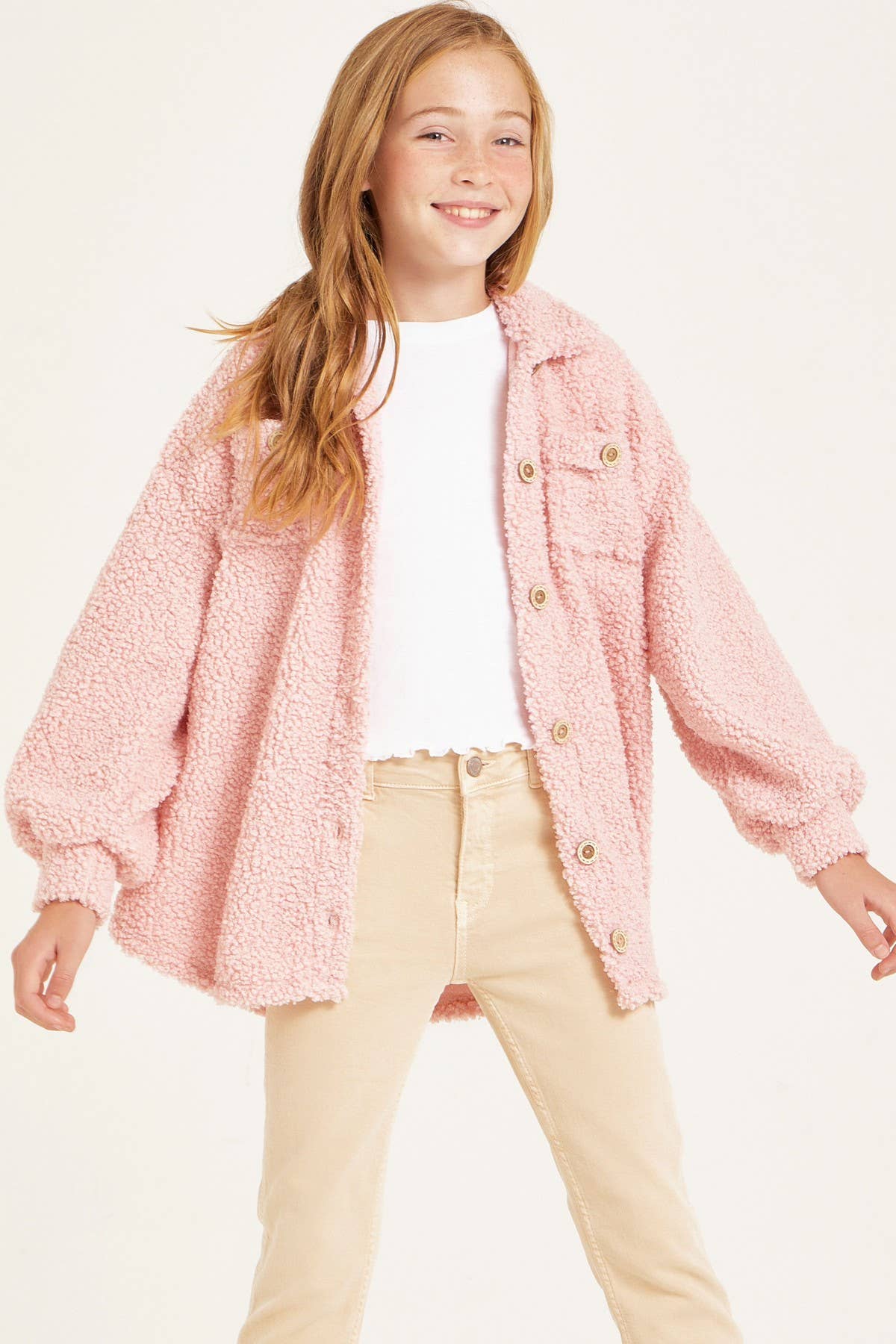 Good Girl – Großhandel Hemdjacke/Shacket – Kinder – Shacket aus einfarbigem Pudel-Strick13