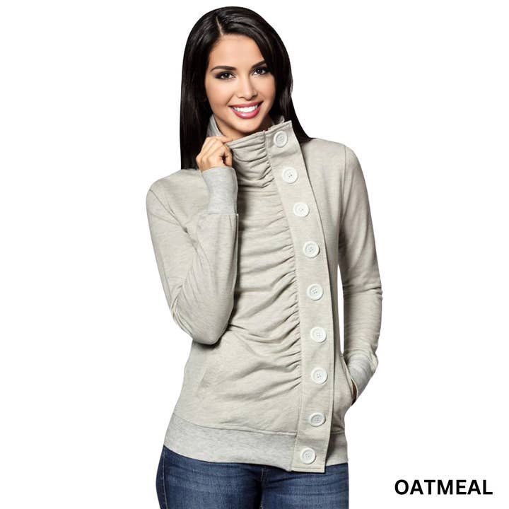 Sweatshirt med stor knap i siden for engroshandel hos Importation 1867