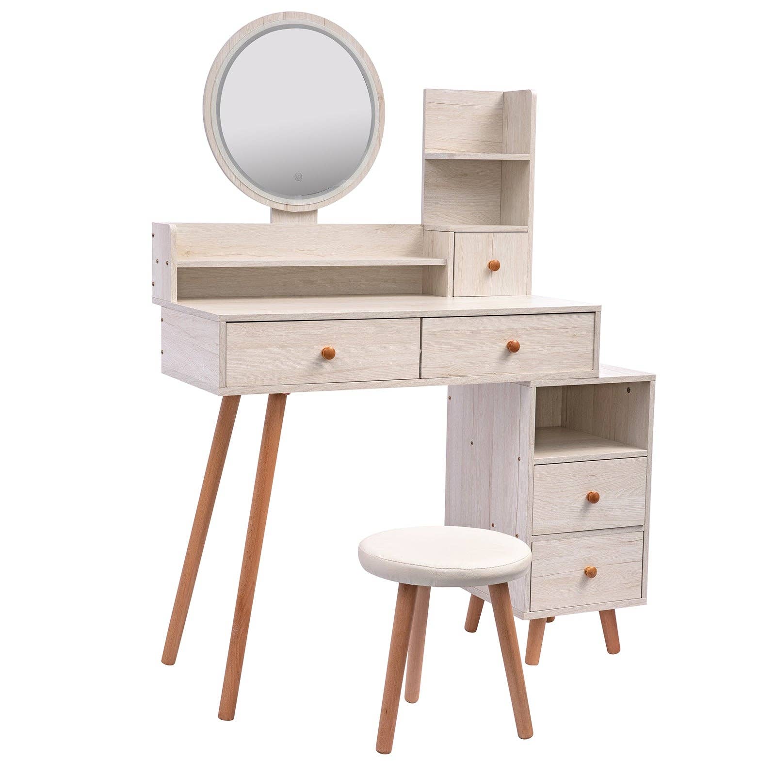39F Inc. - Wholesale Vanity Mirror - CRAZY ELF Vanity Table with LED Mirror & Cushioned Stool2