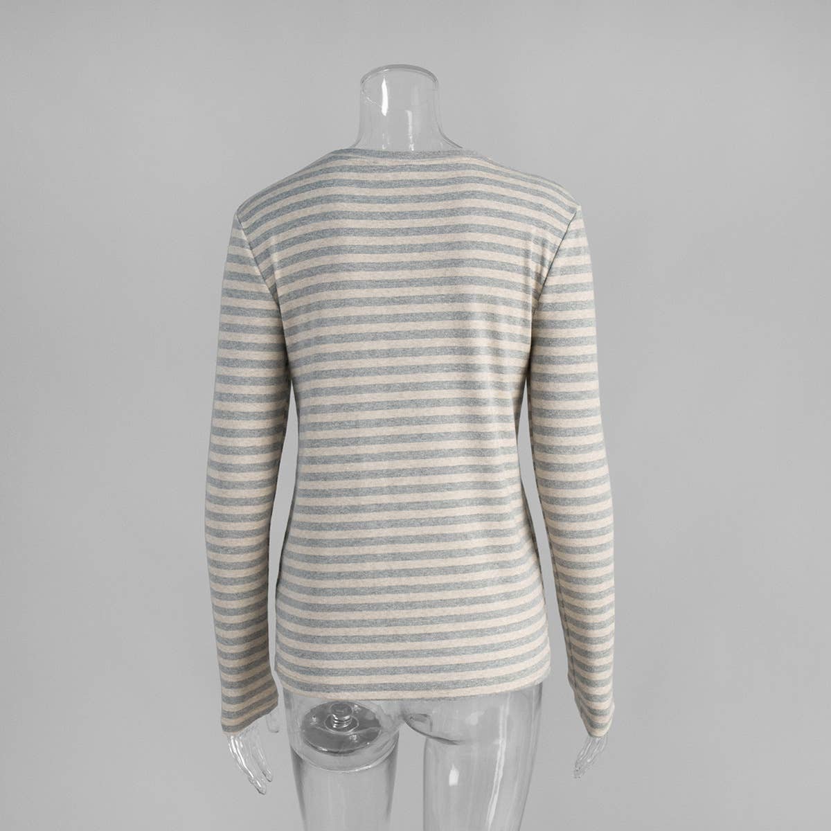 Hope & Sunshine - Vendita all'ingrosso Maglietta - Donna - Maglietta a maniche lunghe aderente in cotone a righe3