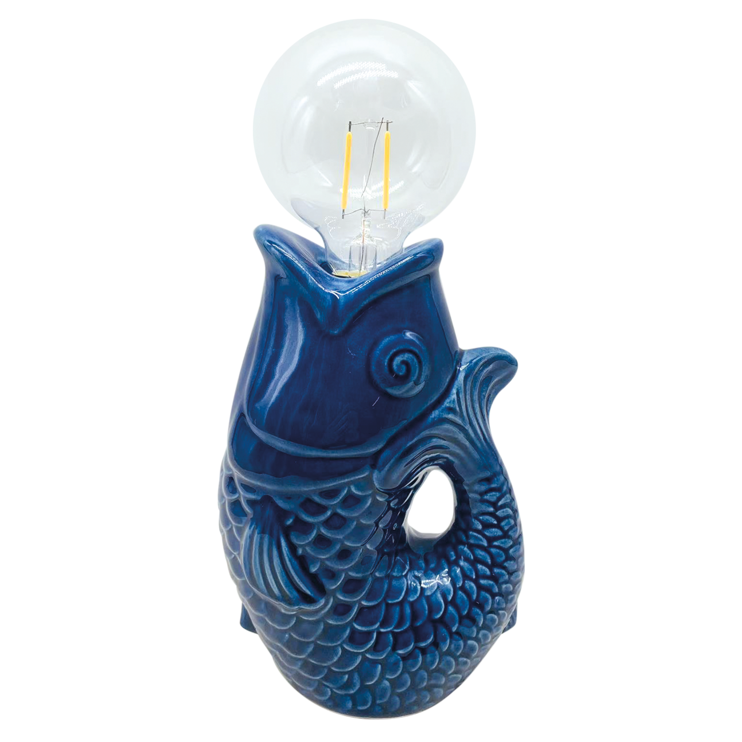 Opjet Paris – wholesale Accent/desk lamp – Blue LED fish decoration with batteries L13.5 D8.2 H27cm0