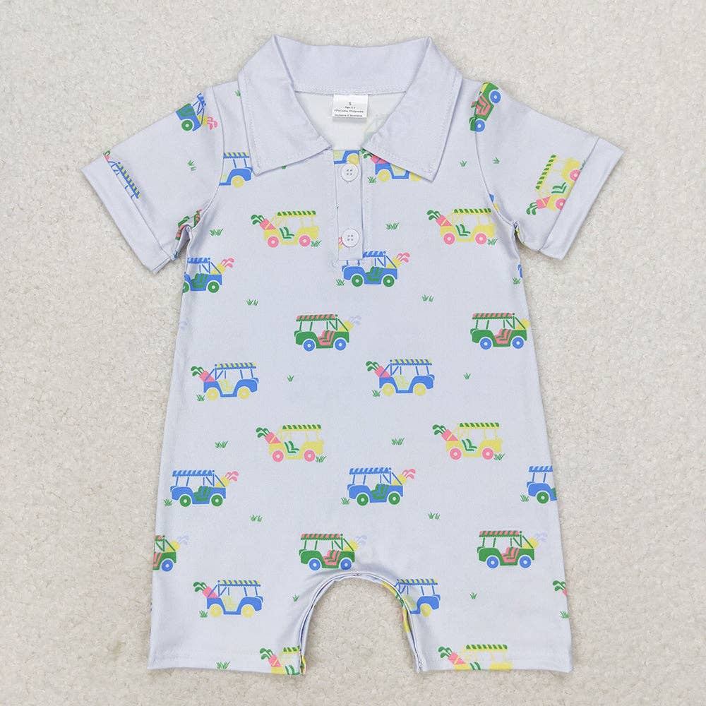 Aier Wholesale - Wholesale Jumpsuit - Baby - Baby Infant Boys Golf Blue Short Sleeve Summer Rompers0
