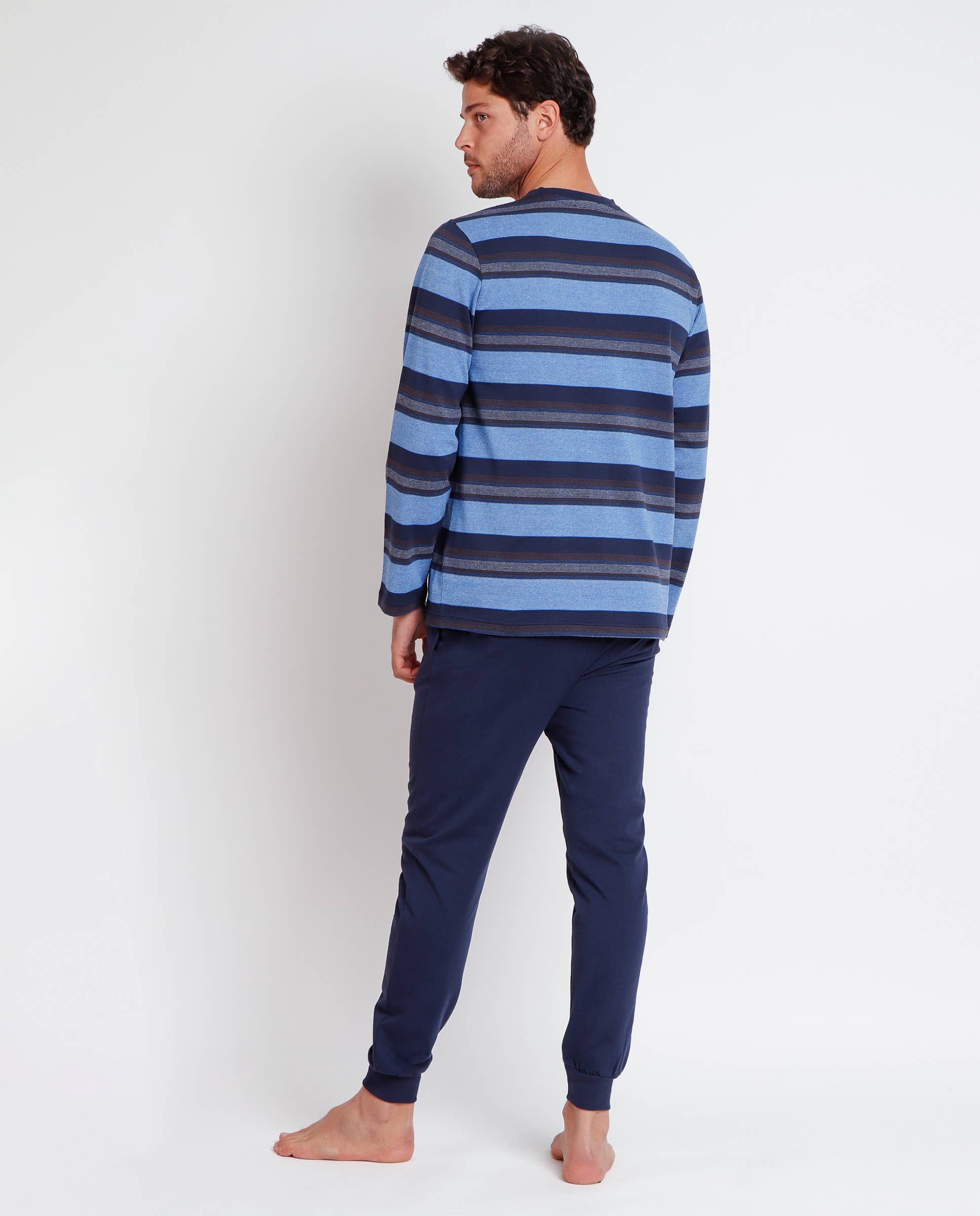 BLAUW Antonio Miro gestreepte pyjama met lange mouwen voor heren voor groothandel op Faire2