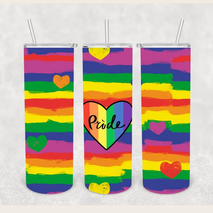 Pride Rainbow 20 oz Stainless Steel Tumbler for wholesale by Knotted Gypsy Designs