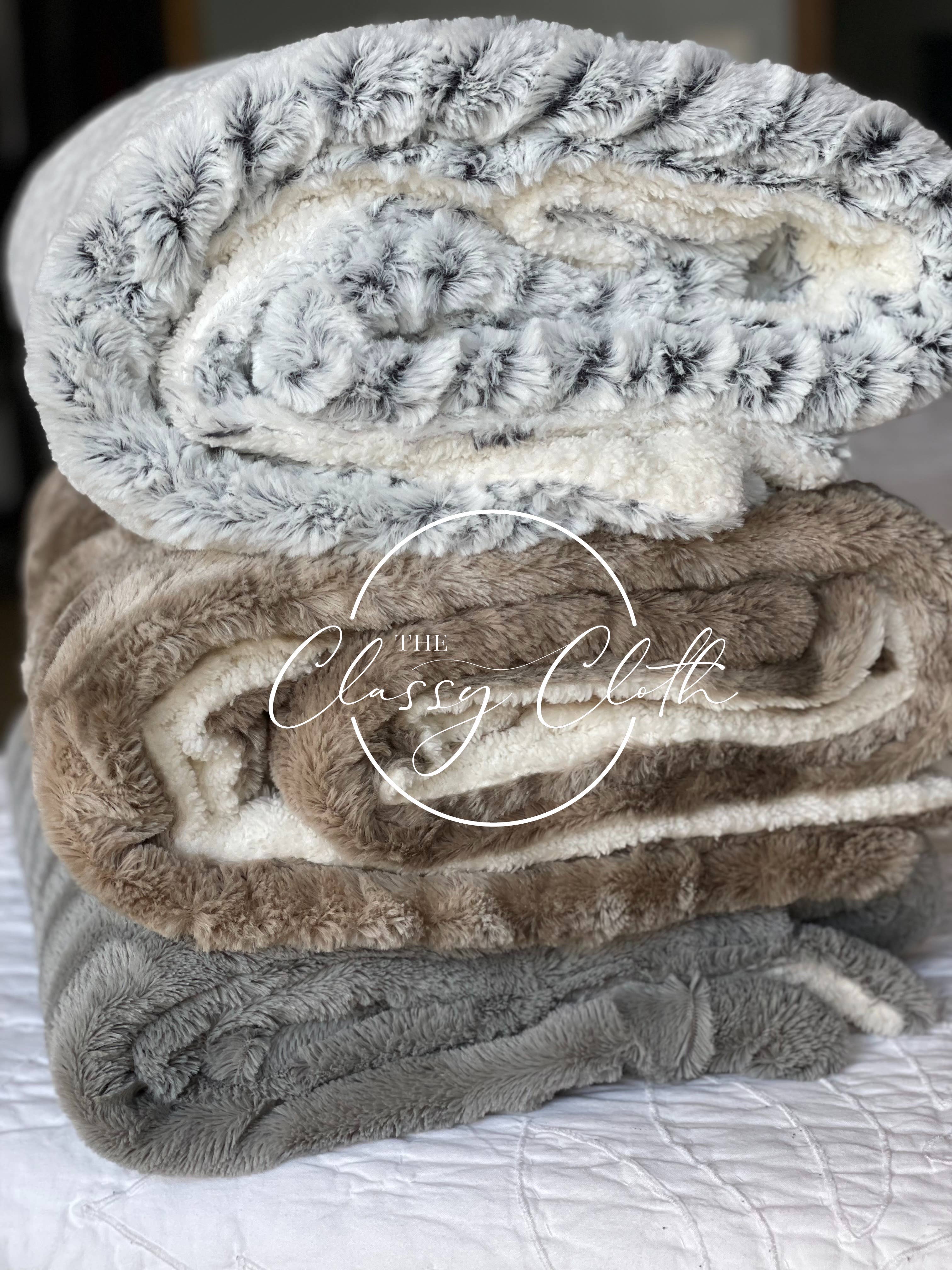 The Classy Cloth WS - Vendita all'ingrosso Plaid - Coperta in pelliccia sintetica super morbida - Grey Pebble RTS6