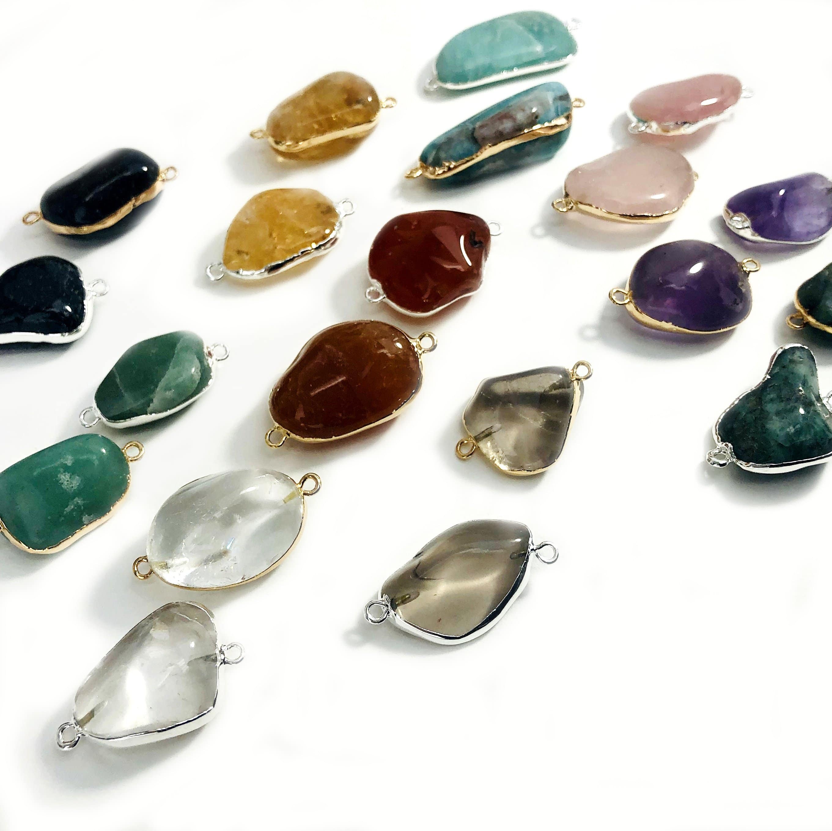 Rock Paradise - Wholesale Individual Charm/Pendant - Tumbled Gemstone Crystal Pendant Connector1
