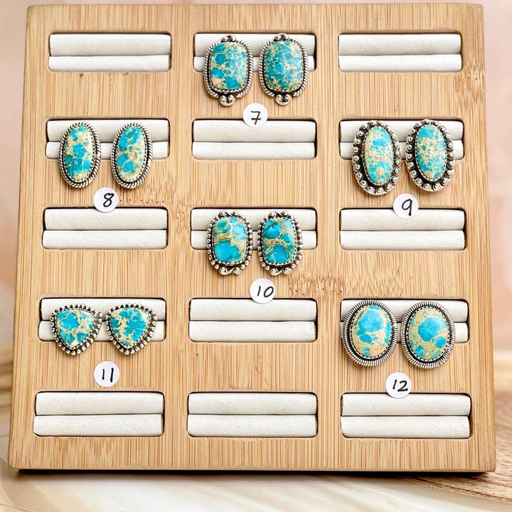 Krush Kandy - Wholesale Stud/Post Earrings - Desert Jasper Slab Stud Earrings