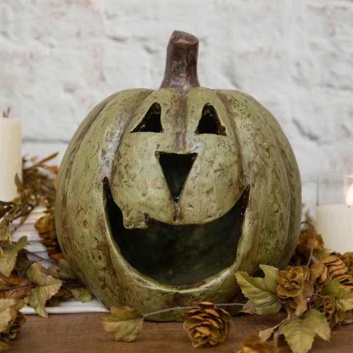 11" OLIVGRÜNER KÜRBIS MIT GROSSER KLAPPE für den Großhandel von Ragon House