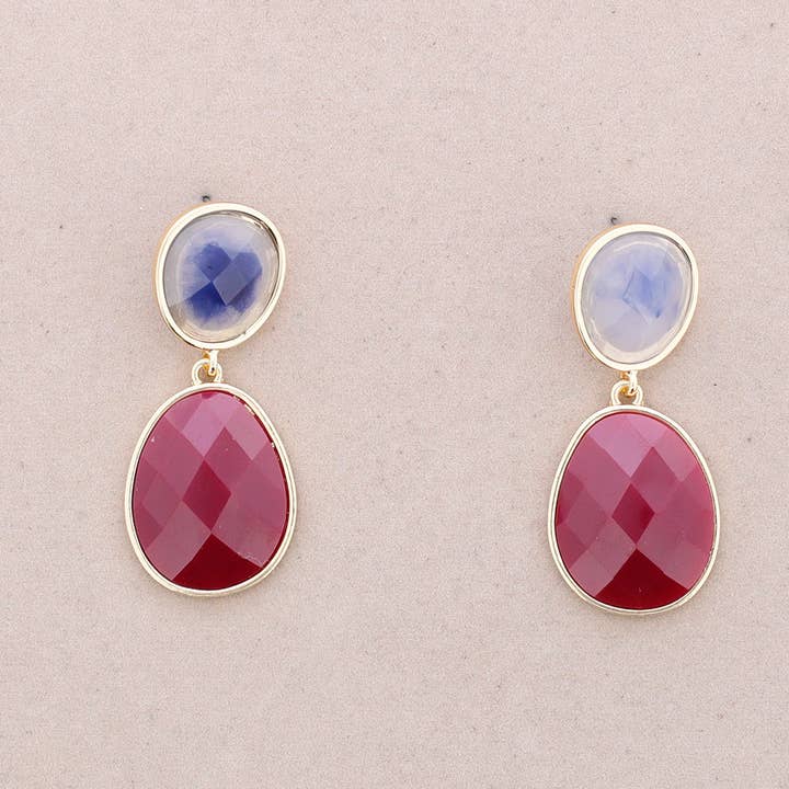 La Cuerda De Sol - Wholesale Snap Jewelry - Double Resin Metal Earrings