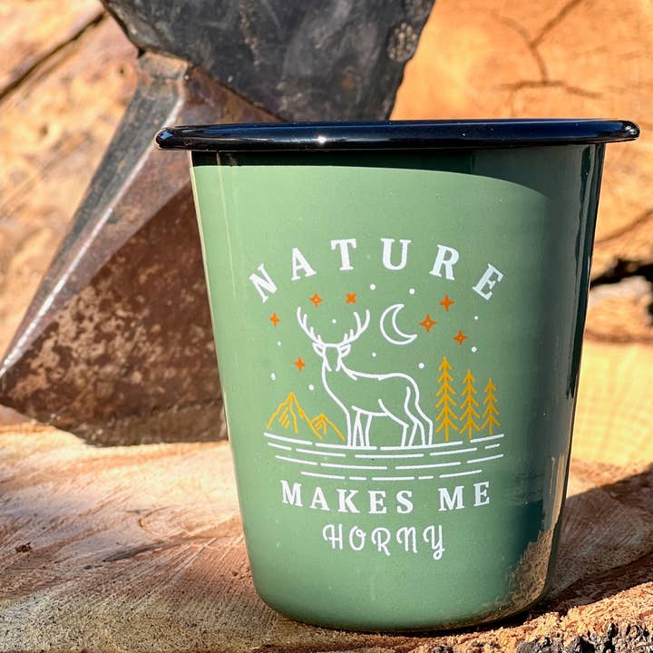 The Sacred Wild Candle Co - Wholesale Jar/Filled Candle - Unique! Reusable Enamel Cup Candle - Nature Makes Me Horny